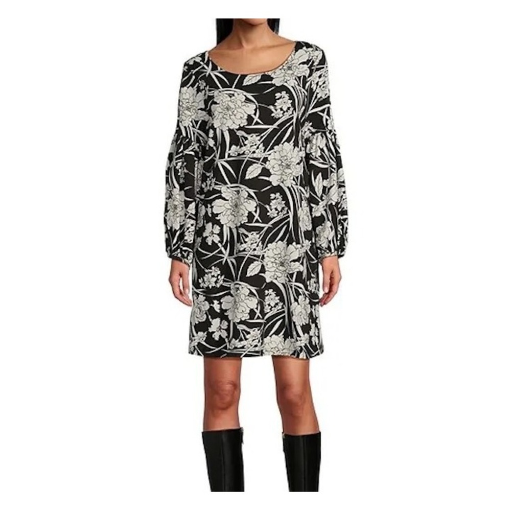 BRYN WALKER Black & White Floral Tunic or Mini Dress‎ Size Small